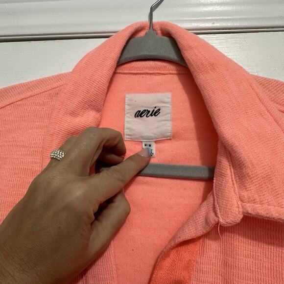 Aerie Sweatshirt Oversized Pullover Coral Size Medium Large Soft Stretchy V Neck - Picture 2 of 6